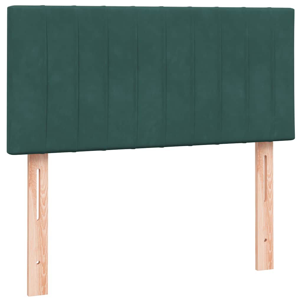 vidaXL Box Spring κρεβάτι με στρώμα σκούρο πράσινο 90x220 cm Velvet