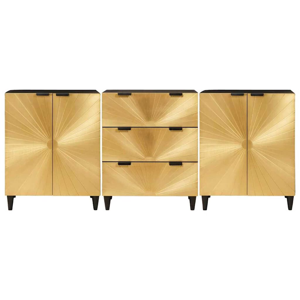 vidaXL Πλαϊνό γραφείο 3 pcs Μαύρο και Χρυσό 60 x 33 x 75 cm