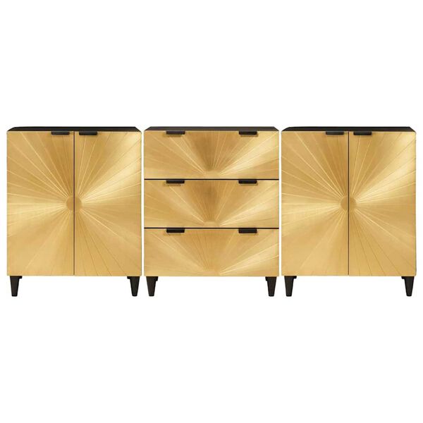 vidaXL Πλαϊνό γραφείο 3 pcs Μαύρο και Χρυσό 60 x 33 x 75 cm
