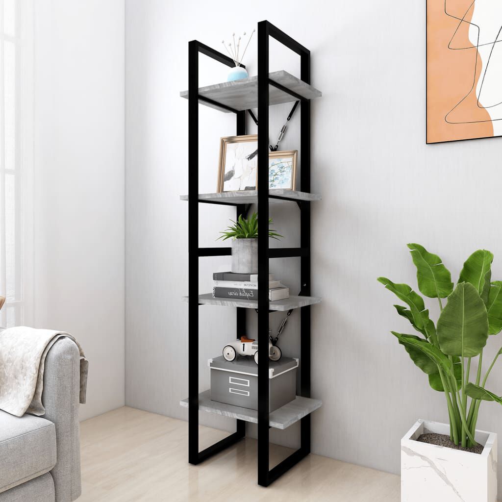 vidaXL Βιβλιοθήκη με 4 Ράφια Γκρι Sonoma 40x30x140 εκ. Επεξεργ. Ξύλο