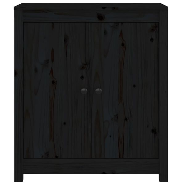vidaXL Συρταριέρα Μαύρος 70 x 35 x 80 εκ. από Μασίφ Ξύλο Πεύκου