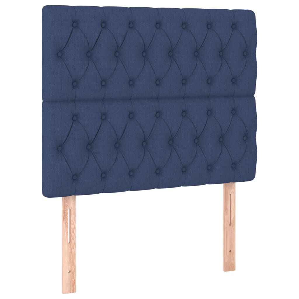 vidaXL Κρεβάτι Boxspring με Στρώμα Μπλε 90x200 εκ.Υφασμάτινο