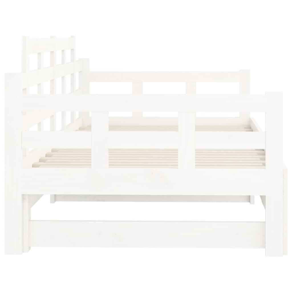 vidaXL Καναπές Κρεβάτι Συρόμενος Λευκός 2x(90x190) εκ. από Μασίφ Πεύκο