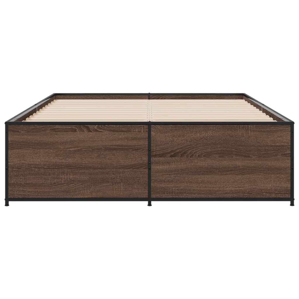 vidaXL Πλαίσιο Κρεβατιού Καφέ Δρυς 120x200 εκ. Επεξ. Ξύλο & Μέταλλο