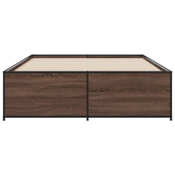 vidaXL Πλαίσιο Κρεβατιού Καφέ Δρυς 120x200 εκ. Επεξ. Ξύλο & Μέταλλο