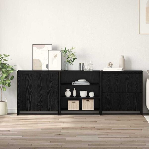 vidaXL Πλαϊνό γραφείο 3 pcs Μαύρη δρυς 70 x 41 x 75 εκ.