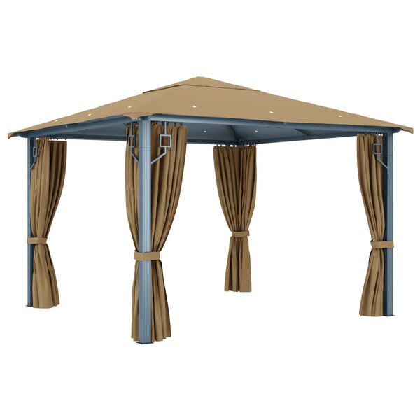 vidaXL Κιόσκι με Κουρτίνα Taupe 300 x 300 εκ. Αλουμινίου