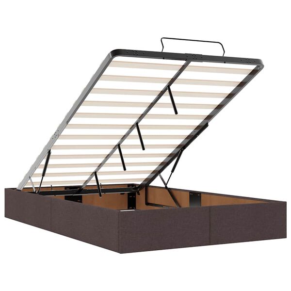 vidaXL Οθωμανικό κρεβάτι με στρώμα & LEDs Σκούρο καφέ 120x190cm ύφασμα