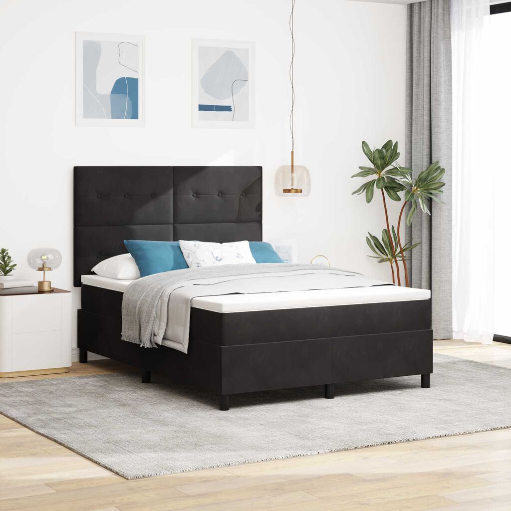 Κρεβάτι Box Spring vidaXL με Στρώμα Μαύρο 160x200 cm Βελούδο