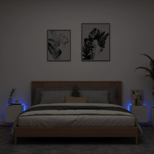 vidaXL Έπιπλα Τοίχου Τηλεόρασης με LED 2 Τεμ. Λευκά 30,5x35x30 εκ.