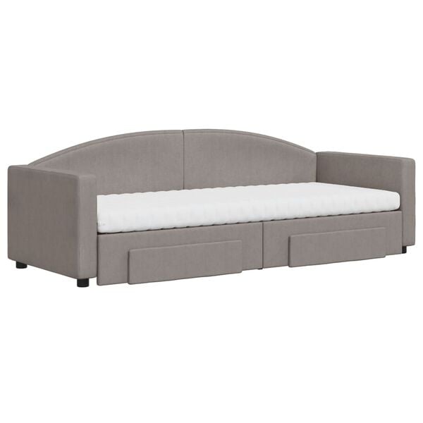 vidaXL Καναπές Κρεβάτι Συρόμενος Taupe 80x200 εκ. Υφασμάτινος Συρτάρια