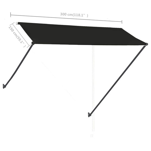 vidaXL Τέντα Συρόμενη με LED Ανθρακί 300 x 150 εκ.