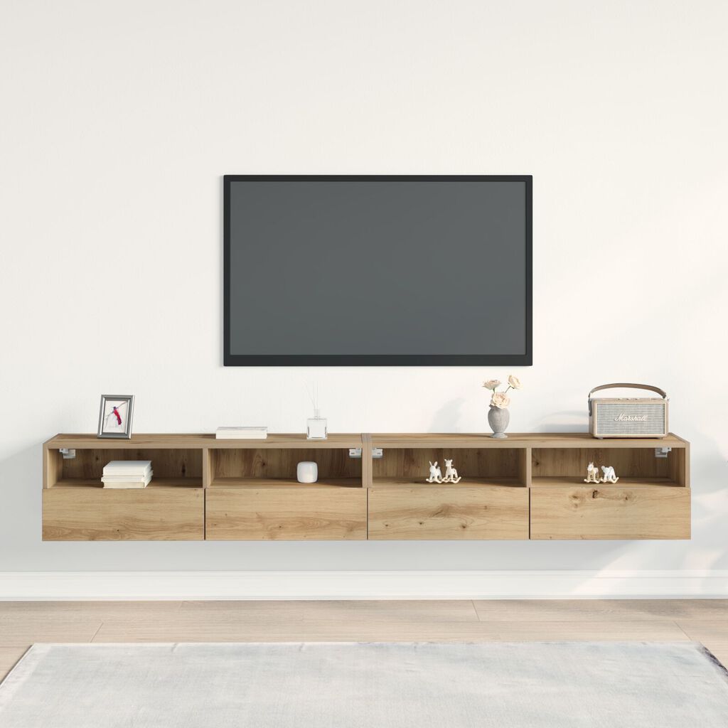 vidaXL Ντουλάπια τοίχου TV 2 τεμ Καρυδιά 100x30x30 εκ Επεξεργασμένο ξύλο