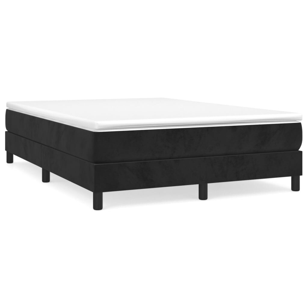 vidaXL Κρεβάτι Boxspring με Στρώμα Μαύρο 140x190 εκ. Βελούδινο