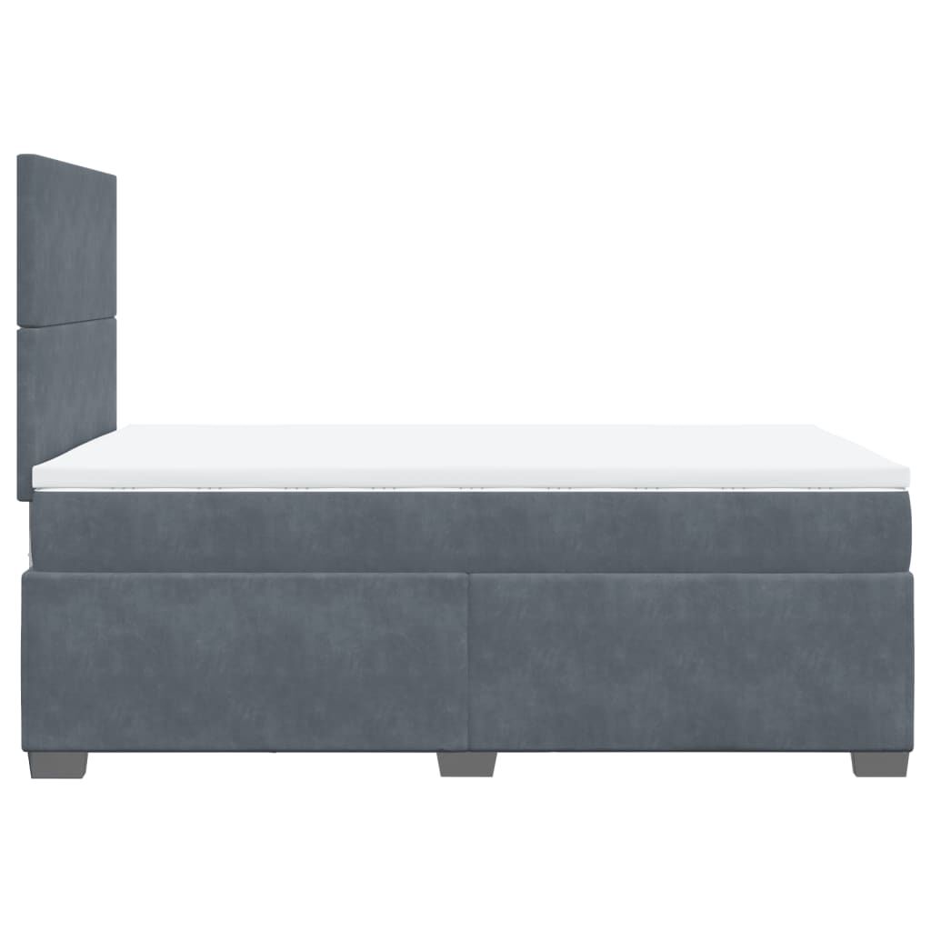 vidaXL Κρεβάτι Boxspring με Στρώμα Σκούρο Γκρι 120x190 εκ. Βελούδινο