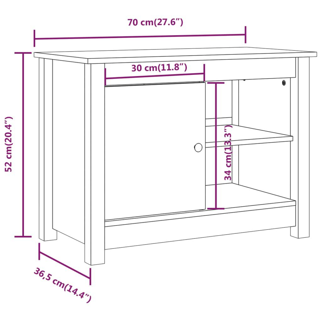 vidaXL Έπιπλο Τηλεόρασης Γκρι 70x36,5x52 εκ. από Μασίφ Ξύλο Πεύκου