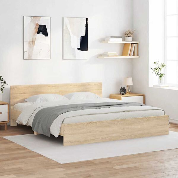 vidaXL Πλαίσιο Κρεβατιού με Κεφαλάρι Sonoma Δρυς 180x200 εκ.
