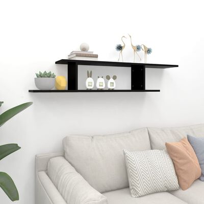 vidaXL Ράφι Τηλεόρασης Επιτοίχιο Μαύρο 125 x 18 x 23 εκ. Μοριοσανίδα