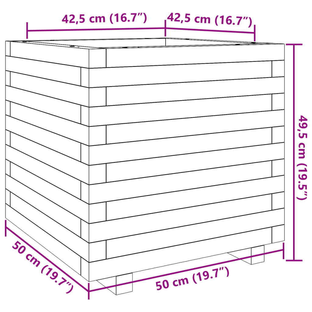 vidaXL Ζαρντινιέρα Κήπου 50x50x49,5 εκ από Μασίφ Ξύλο Πεύκου