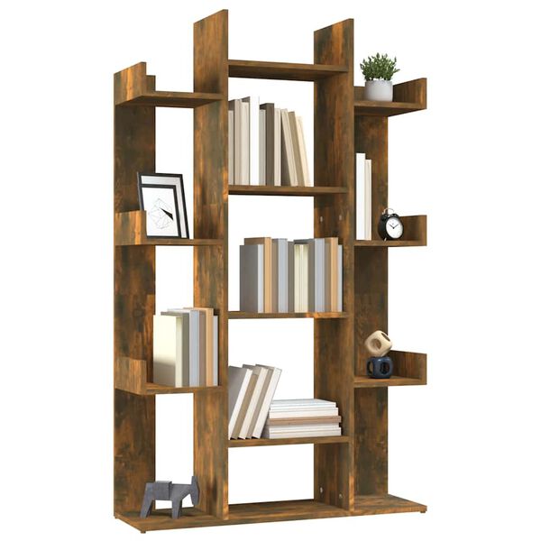 vidaXL Βιβλιοθήκη Καπνιστή Δρυς 86x25,5x140 εκ. από Επεξεργασμένο Ξύλο