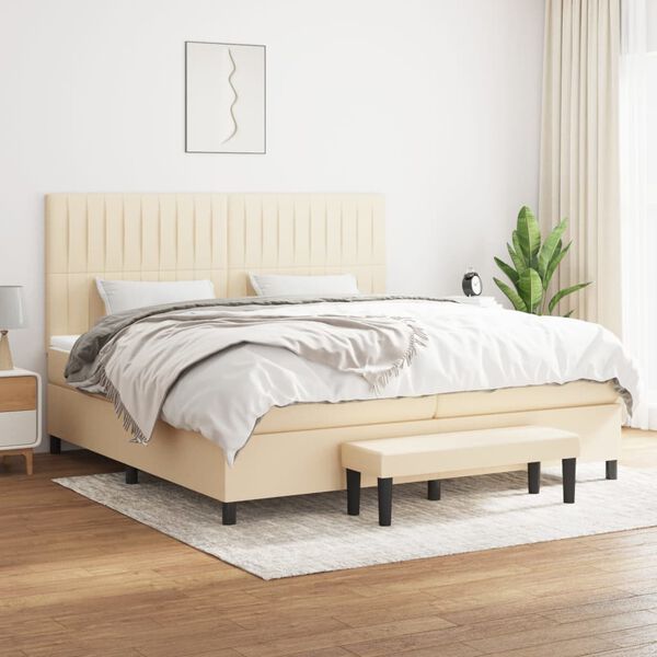 vidaXL &Kappa;&rho;&epsilon;&beta;ά&tau;&iota; Boxspring &mu;&epsilon; &Sigma;&tau;&rho;ώ&mu;&alpha; &Kappa;&rho;&epsilon;&mu; 200x200 &epsilon;&kappa;. &Upsilon;&phi;&alpha;&sigma;&mu;ά&tau;&iota;&nu;&omicron;