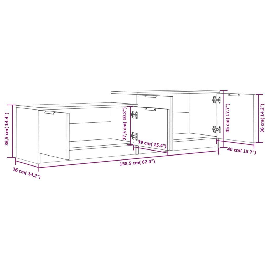 vidaXL Έπιπλο Τηλεόρασης Γκρι Sonoma 158,5x36x45εκ. Επεξεργασμένο Ξύλο