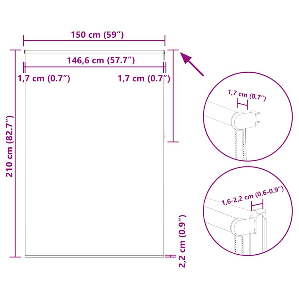 vidaXL Roller Blind Blackout γκρί 150x210 cm Πλάτος υφάσματος 146,6cm
