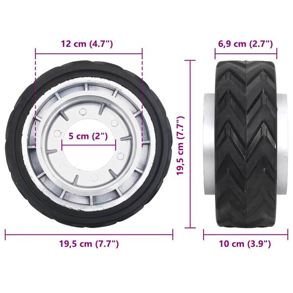 vidaXL Τροχός για Ποδαράκι Τρέιλερ Ø19,5x10εκ. από Αλουμίνιο/Καουτσούκ