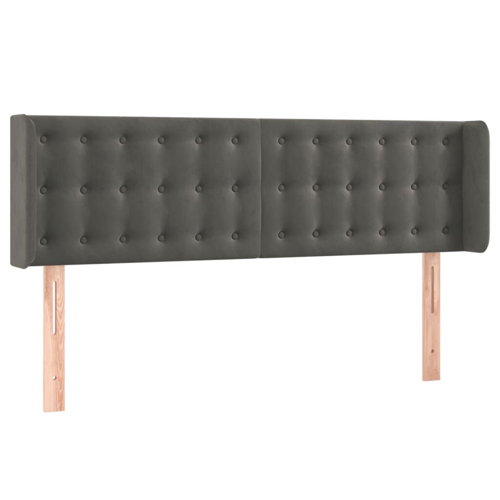 vidaXL Κεφαλάρι με Πτερύγια Σκούρο Γκρι 147x16x78/88 εκ. Βελούδινο