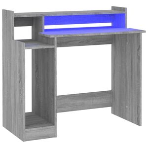 vidaXL Γραφείο με LED Γκρι Sonoma 97x45x90 εκ. Επεξεργ. Ξύλο