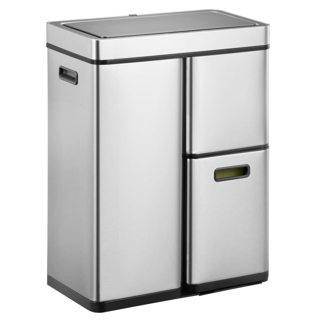 EKO Κάδος με Αισθητήρα Mirage Plus Ματ Ασημί 1x30 Λίτρα + 2x15 Λίτρα