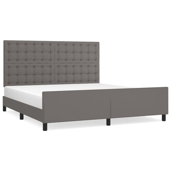 vidaXL Πλαίσιο Κρεβατιού με Κεφαλάρι Γκρι 180x200 εκ. Συνθετικό Δέρμα