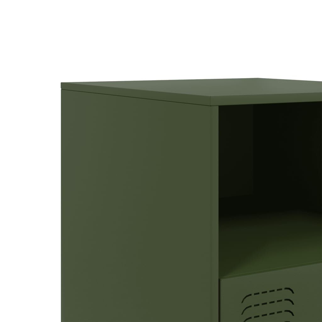 vidaXL Κομοδίνο Πράσινο Λαδί 34,5x39x44 εκ. από Χάλυβα