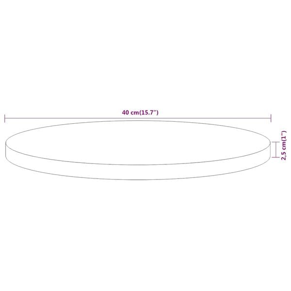 vidaXL Επιφάνεια Τραπεζιού Στρογγυλή Ø40x2,5 εκ. Μασίφ Ξύλο Ακακίας