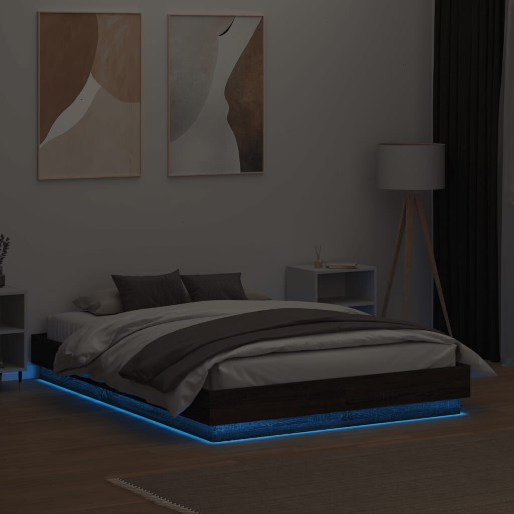 vidaXL Πλαίσιο Κρεβατιού με LED Καφέ Δρυς 120x190 εκ.