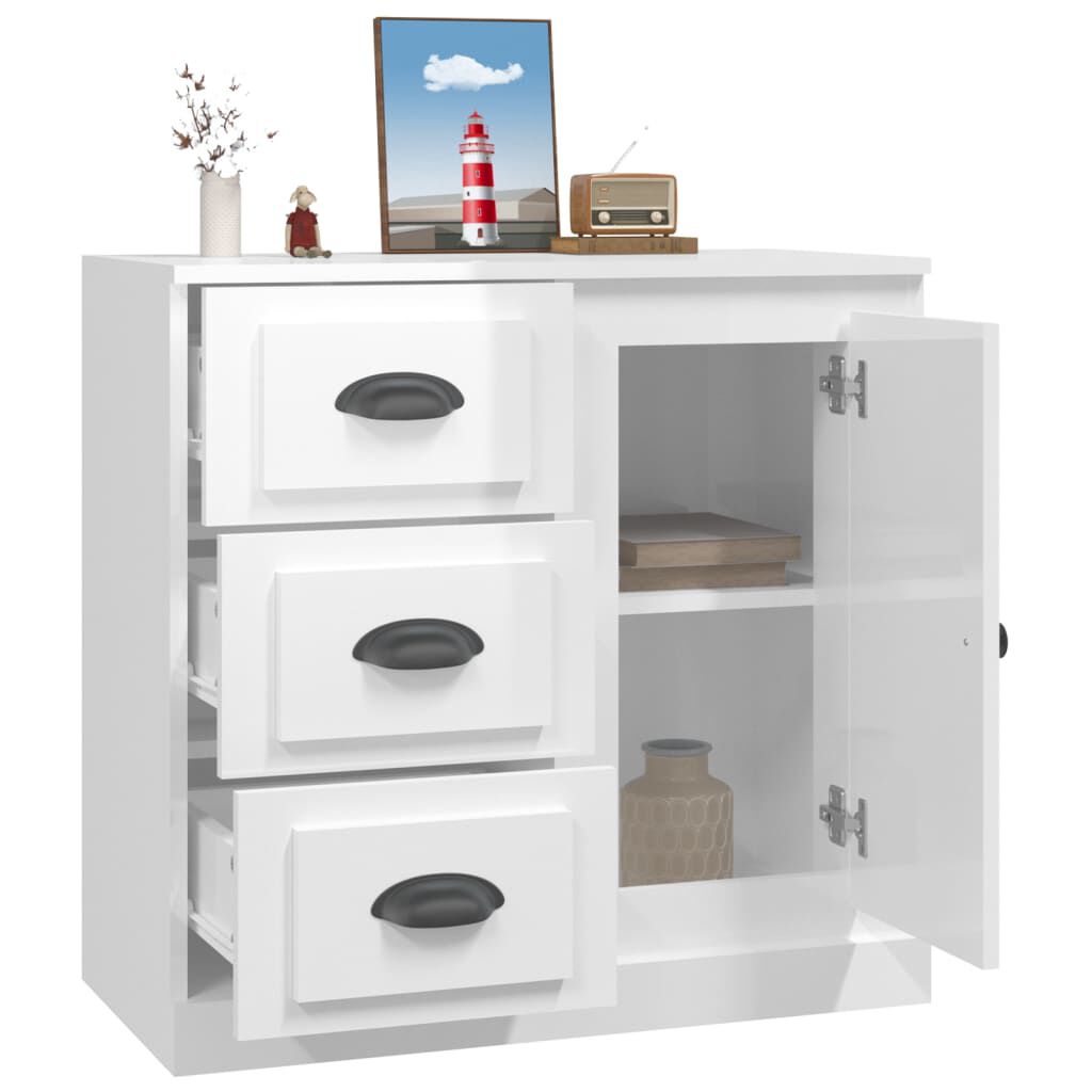vidaXL Ντουλάπι Γυαλιστερό Λευκό 70x35,5x67,5 εκ. Επεξεργασμένο Ξύλο