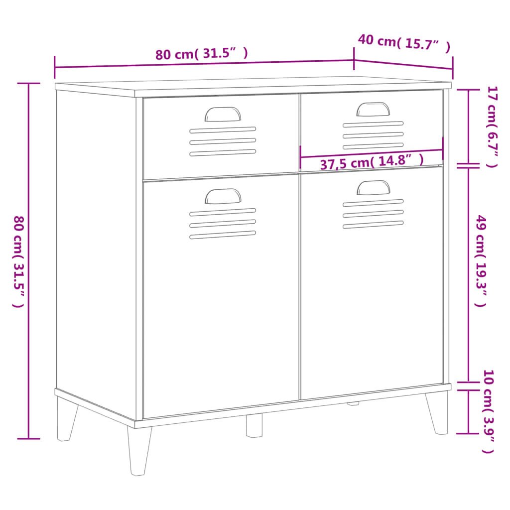 vidaXL Μπουφές VIKEN Ανθρακί Γκρι 80x40x80 εκ. από Επεξεργασμένο Ξύλο