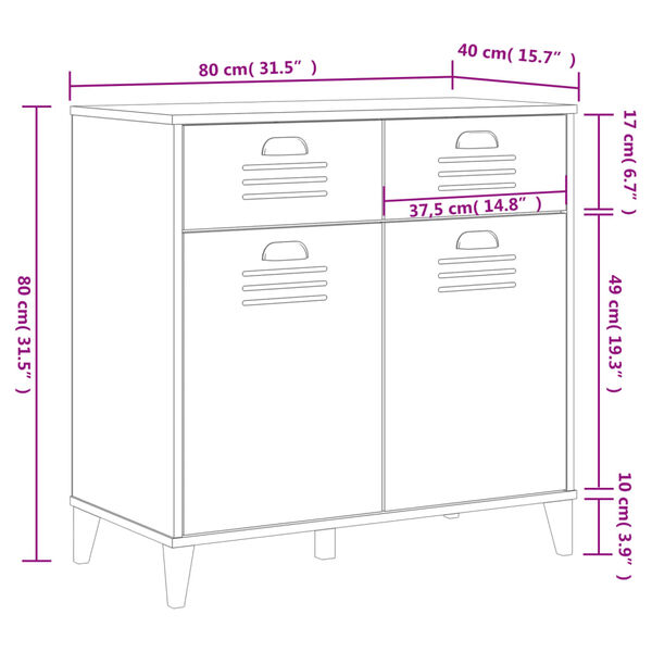 vidaXL Μπουφές VIKEN Ανθρακί Γκρι 80x40x80 εκ. από Επεξεργασμένο Ξύλο