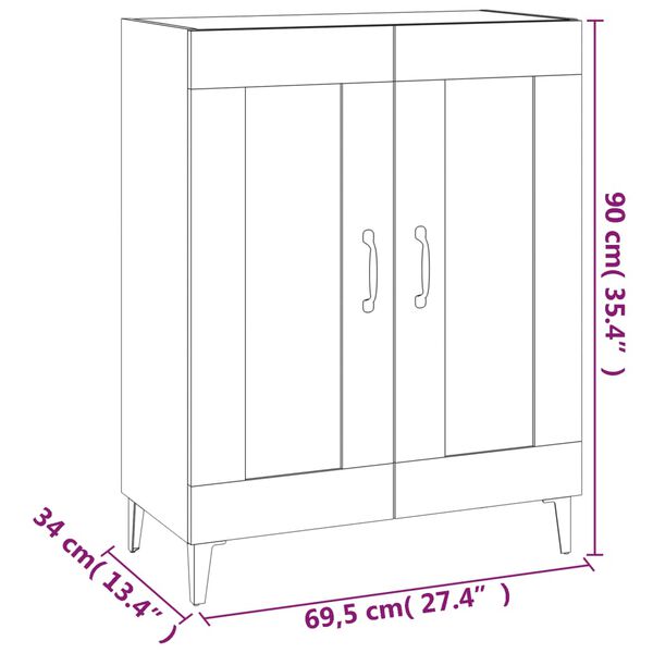 vidaXL Ντουλάπι Γκρι Sonoma 69,5 x 34 x 90 εκ. από Επεξεργασμένο Ξύλο