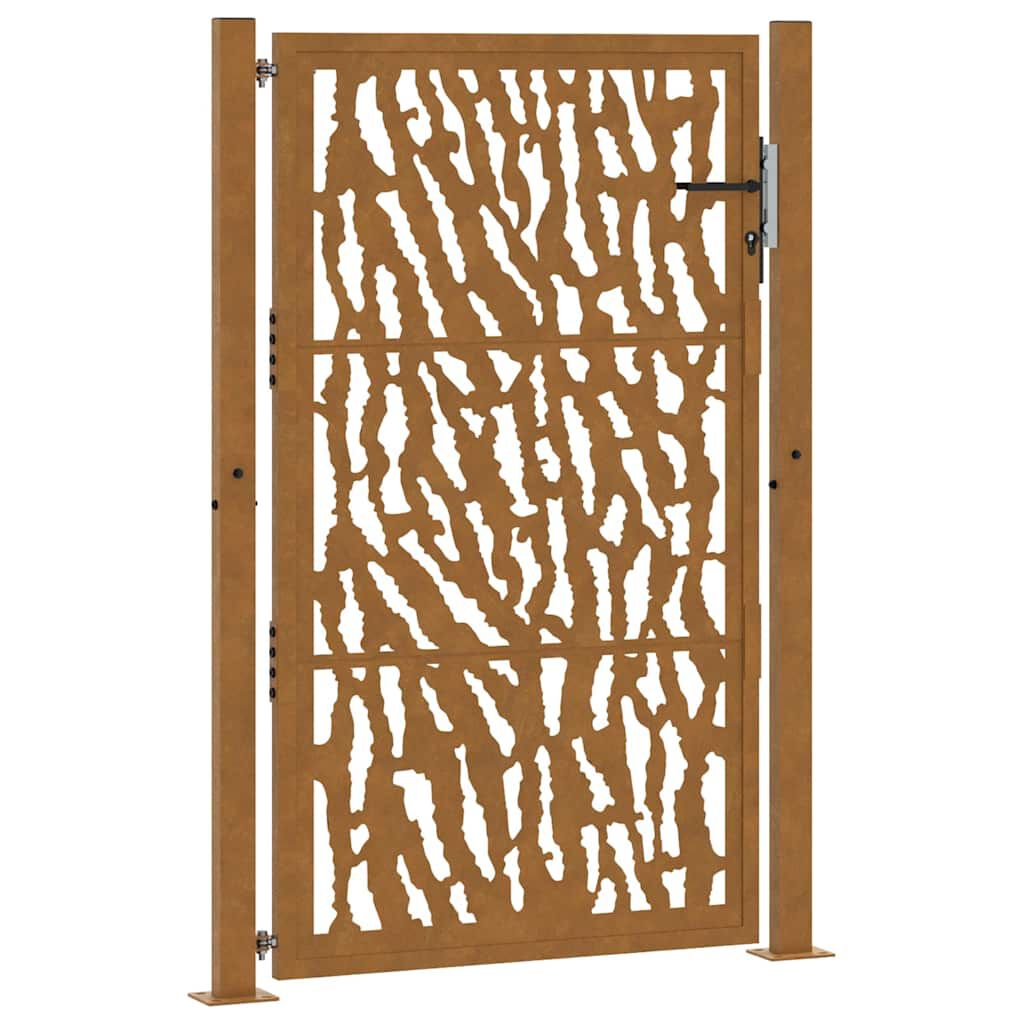 vidaXL Πύλη κήπου 105x155 cm από διαβρωμένο χάλυβα με σχέδιο ίχνος