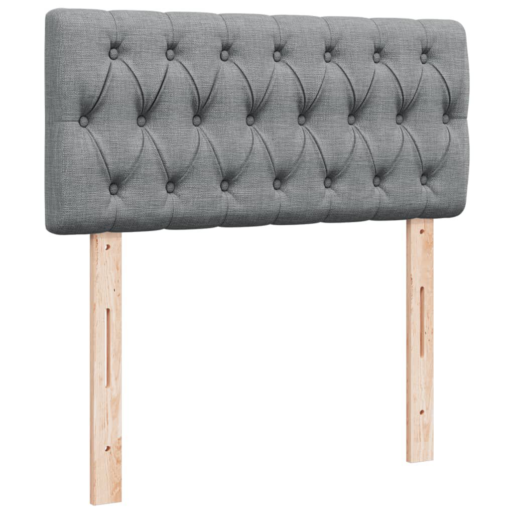 vidaXL Κρεβάτι Boxspring με Στρώμα Ανοιχτό Γκρι 90x190 εκ. Υφασμάτινο