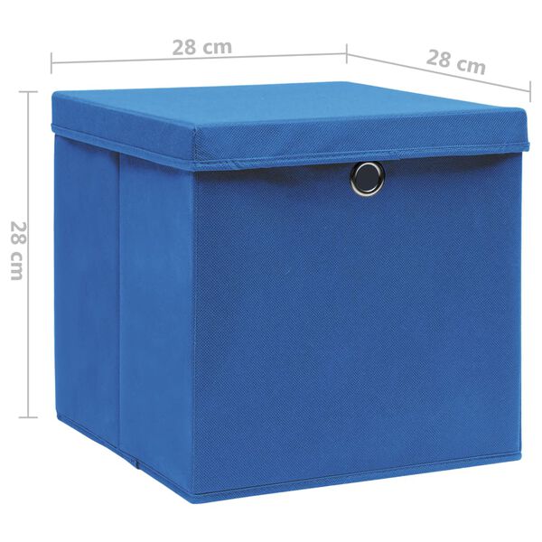 vidaXL Κουτιά Αποθήκευσης με Καπάκια 4 τεμ. Μπλε 28 x 28 x 28 εκ.