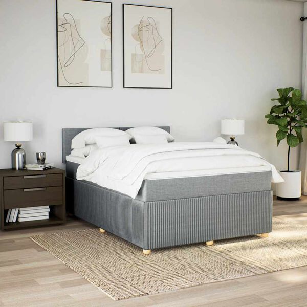 vidaXL &Kappa;&rho;&epsilon;&beta;ά&tau;&iota; Boxspring &mu;&epsilon; &Sigma;&tau;&rho;ώ&mu;&alpha; &Alpha;&nu;&omicron;&iota;&chi;&tau;ό &Gamma;&kappa;&rho;&iota; 140x190 &epsilon;&kappa;. &Upsilon;&phi;&alpha;&sigma;&mu;ά&tau;&iota;&nu;&omicron;