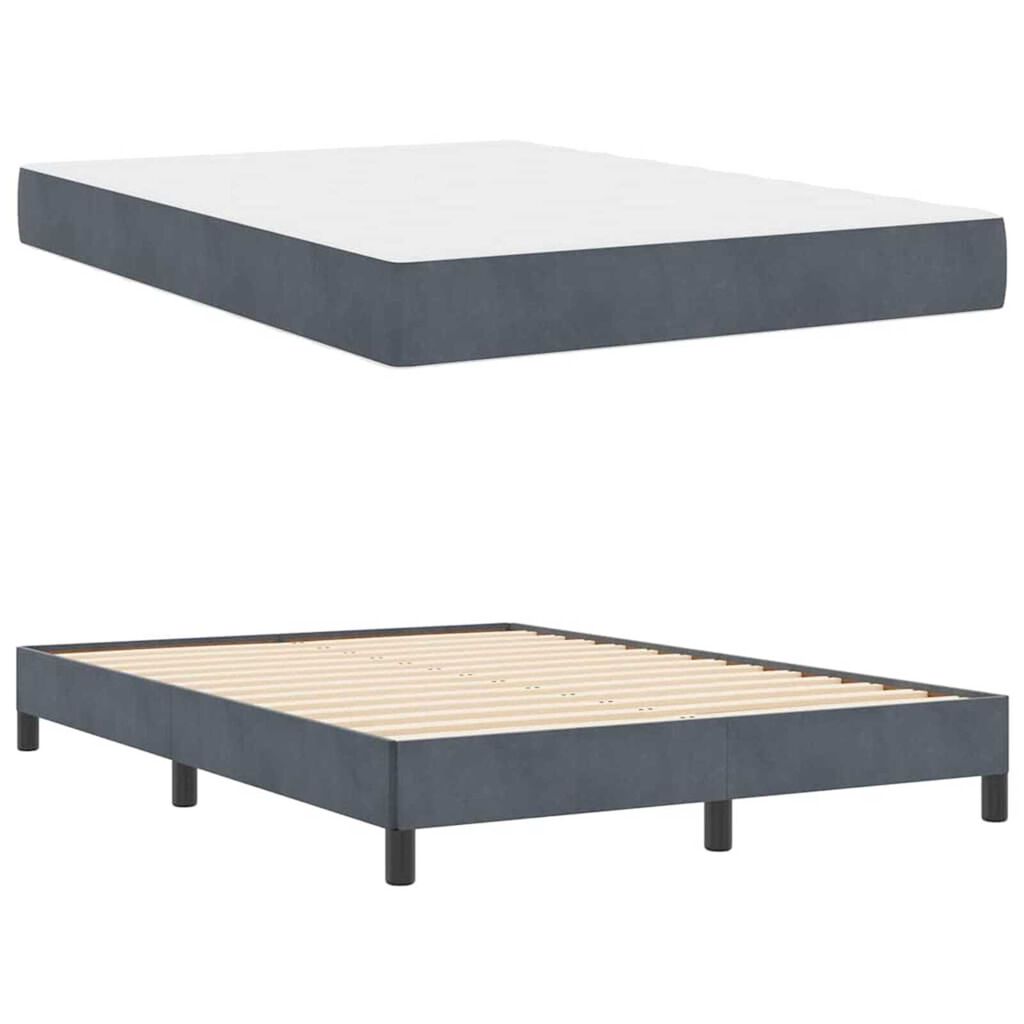 vidaXL Κρεβάτι box spring με στρώμα Σκούρο Γκρι 160 x 200 cm Βελούδο
