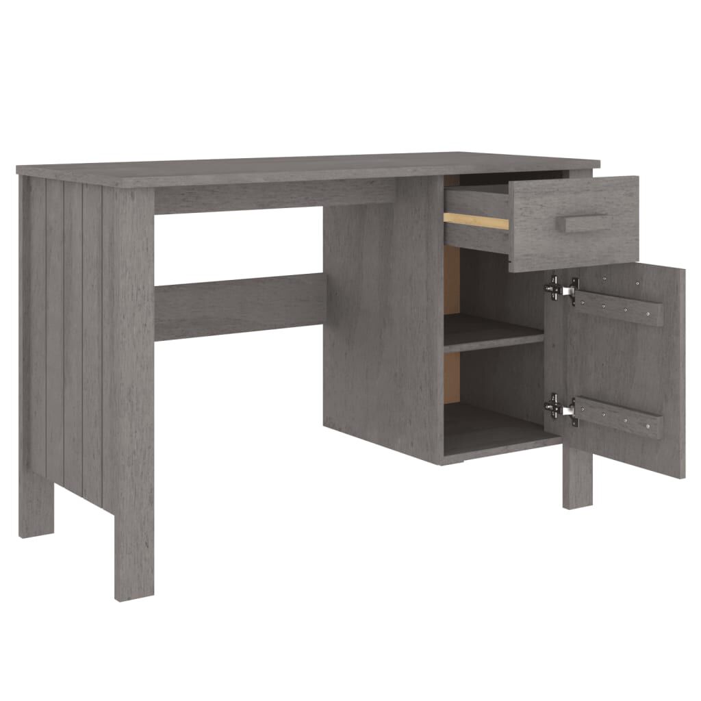vidaXL Γραφείο HAMAR Αν. Γκρι 113 x 50 x 75 εκ. από Μασίφ Ξύλο Πεύκου