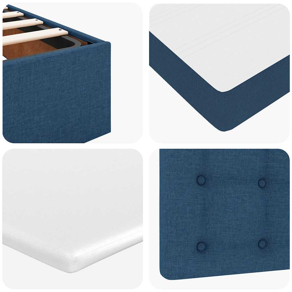vidaXL Οθωμανικό κρεβάτι με στρώματα μπλε 180x200cm ύφασμα