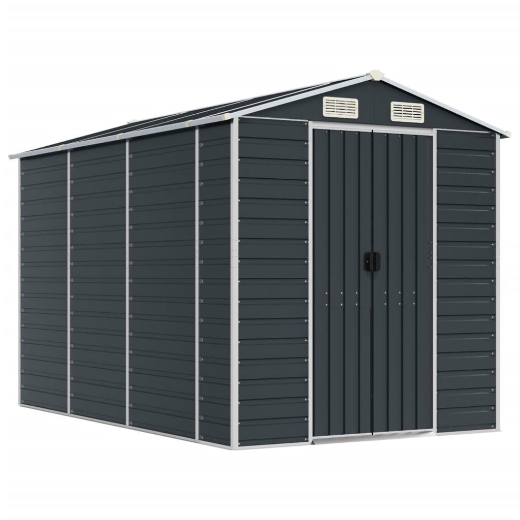 vidaXL Αποθήκη Κήπου Ανθρακί 191x300x198 εκ. Γαλβανισμένο Ατσάλι