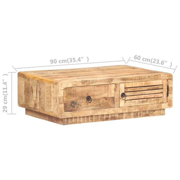vidaXL Τραπεζάκι Σαλονιού 90 x 60 x 29 εκ. Ακατέργαστο Ξύλο Μάνγκο