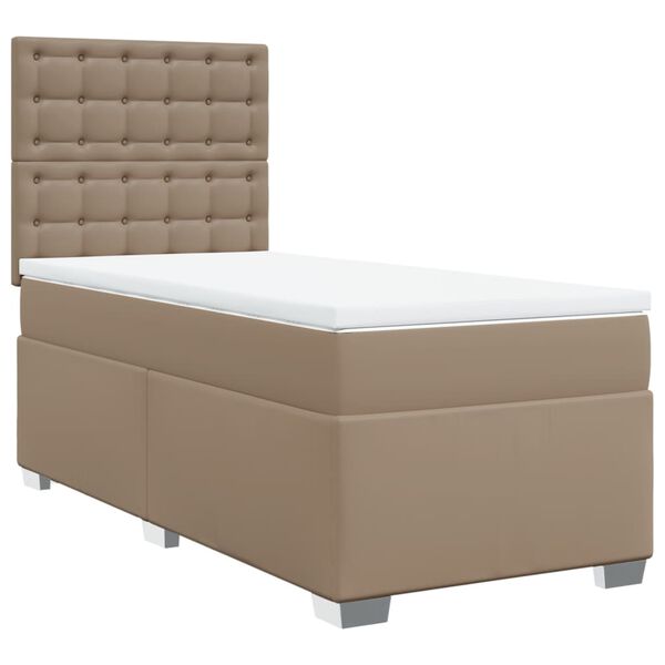vidaXL Κρεβάτι Boxspring με Στρώμα Καπουτσίνο 80x200 εκ. Συνθ. Δέρμα