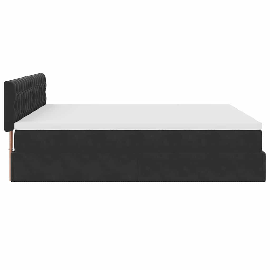 vidaXL Οθωμανικό κρεβάτι με στρώματα Μαύρο 200x200cm Velvet